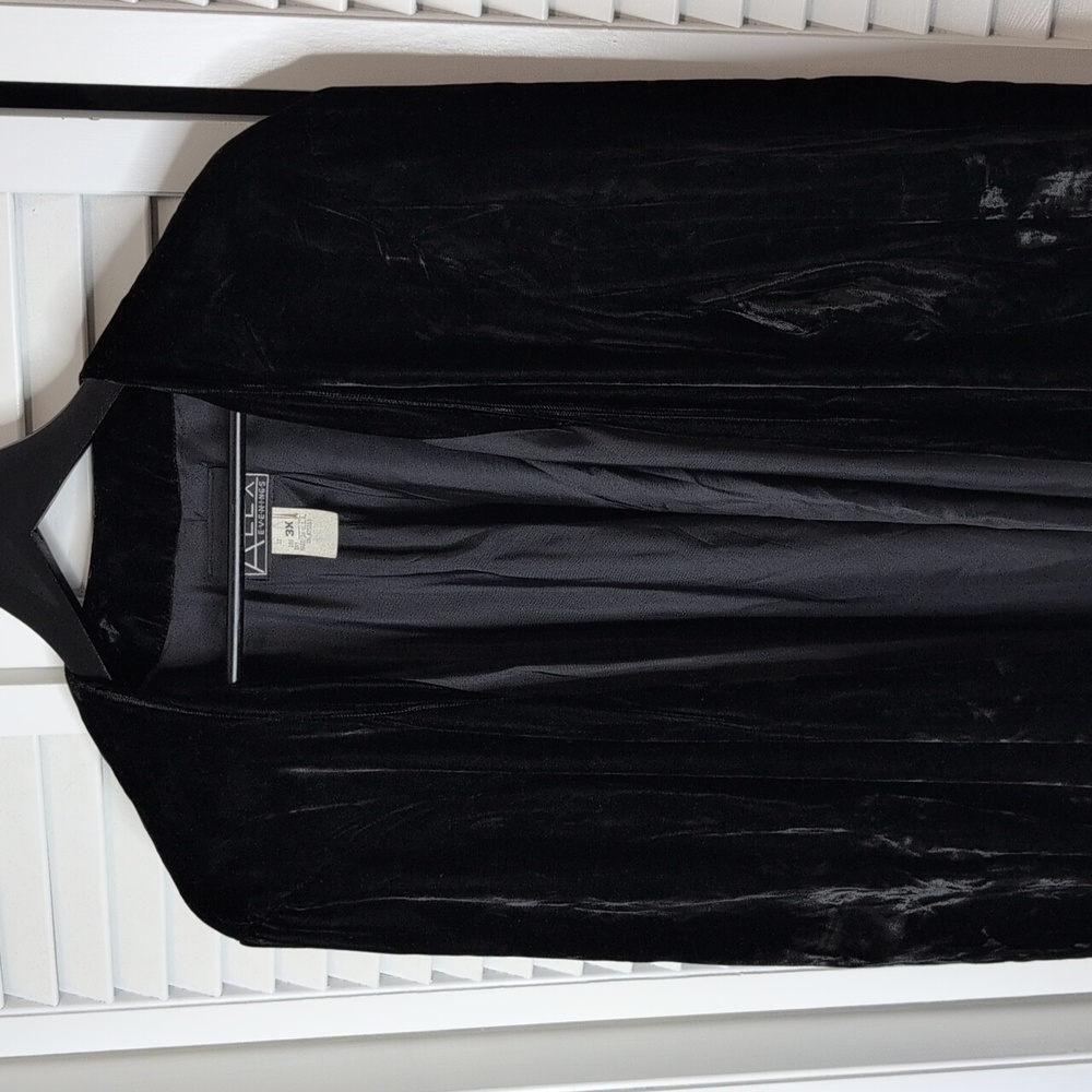 Alex Evenings Vintage Black Velvet Cardigan - Picture 2 of 6